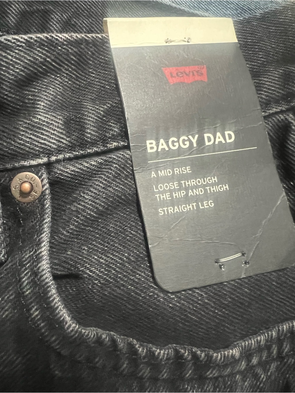 Levi’s Premium Baggy Dad Black Wash Straight Leg Jeans NWT 28x30 - Picture 7 of 7